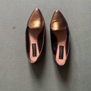 Donna Karan Metallic Bronze Pointed Toe Flats